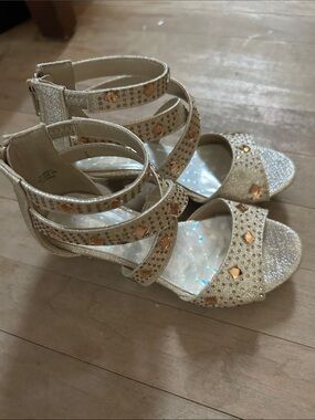 Girls Glitter Strappy Dress Sandals - Gold